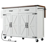 Farmhouse Style Kitchen Island Cart With Power Outlet - Driftwood - Omega Lifestyles
