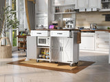 Farmhouse Style Kitchen Island Cart With Power Outlet - Driftwood - Omega Lifestyles