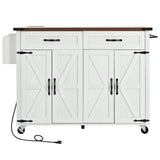 Farmhouse Style Kitchen Island Cart With Power Outlet - Driftwood - Omega Lifestyles