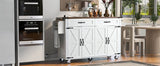 Farmhouse Style Kitchen Island Cart With Power Outlet - Driftwood - Omega Lifestyles