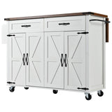 Farmhouse Style Kitchen Island Cart With Power Outlet - Driftwood - Omega Lifestyles