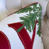 Festive Embroidered JOY Velvet Lumbar Throw Pillow 14x20 Inch - Driftwood - Omega Lifestyles