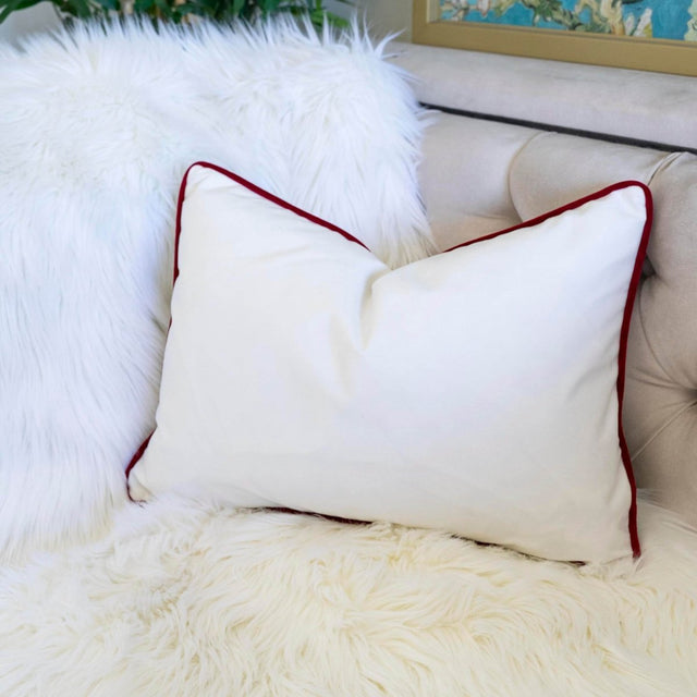 Festive Embroidered JOY Velvet Lumbar Throw Pillow 14x20 Inch - Omega Lifestyles