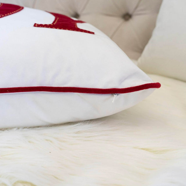 Festive Embroidered JOY Velvet Lumbar Throw Pillow 14x20 Inch - Omega Lifestyles