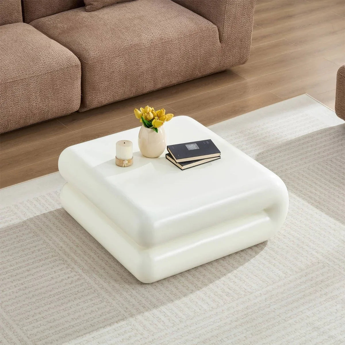 Fiberglass Stacked Square Coffee Table With Open Storage - Omega Lifestyles