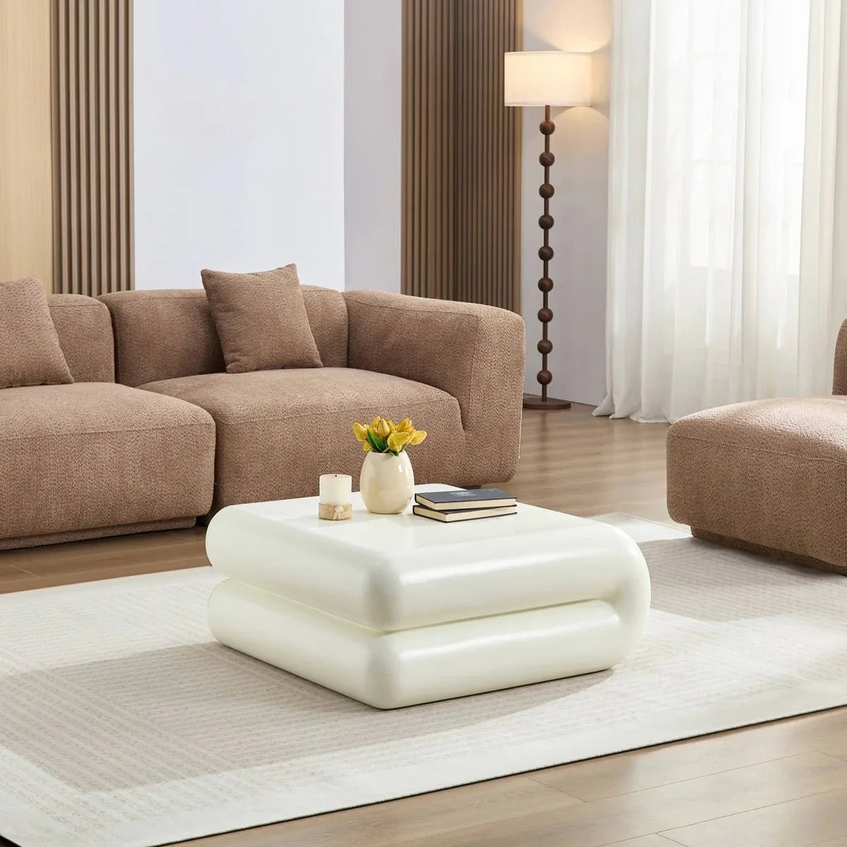 Fiberglass Stacked Square Coffee Table With Open Storage - Omega Lifestyles