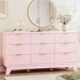 Fluted MidCentury Modern 9-Drawer Wooden Dresser - Omega Lifestyles