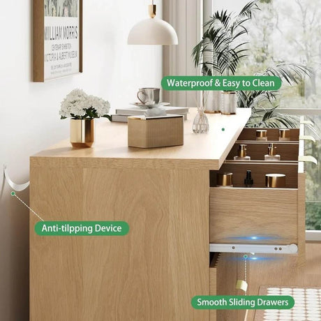 Fluted MidCentury Modern 9-Drawer Wooden Dresser - Omega Lifestyles