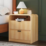 Fluted Modern Nightstand With Charging Station - Omega Lifestyles