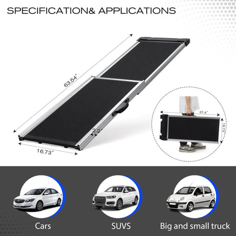 Foldable Aluminum Dog Ramp With Non-Slip Mat - Sleep Galleria