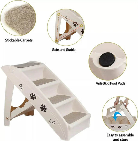 Foldable Lightweight Plastic Dog Ramp Stairs - Sleep Galleria