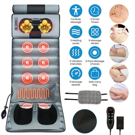 Full Body Heated Vibration Massage Mat With Neck Foot Support - Omega Lifestyles