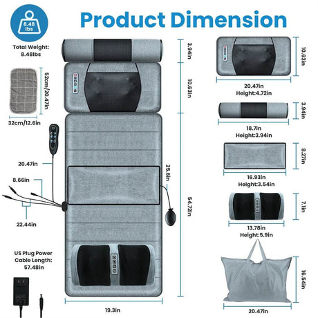 Full Body Heated Vibration Massage Mat With Neck Foot Support - Omega Lifestyles