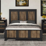 Full Farmhouse Wooden Platform Bed With Plywood Slats - Driftwood - Omega Lifestyles