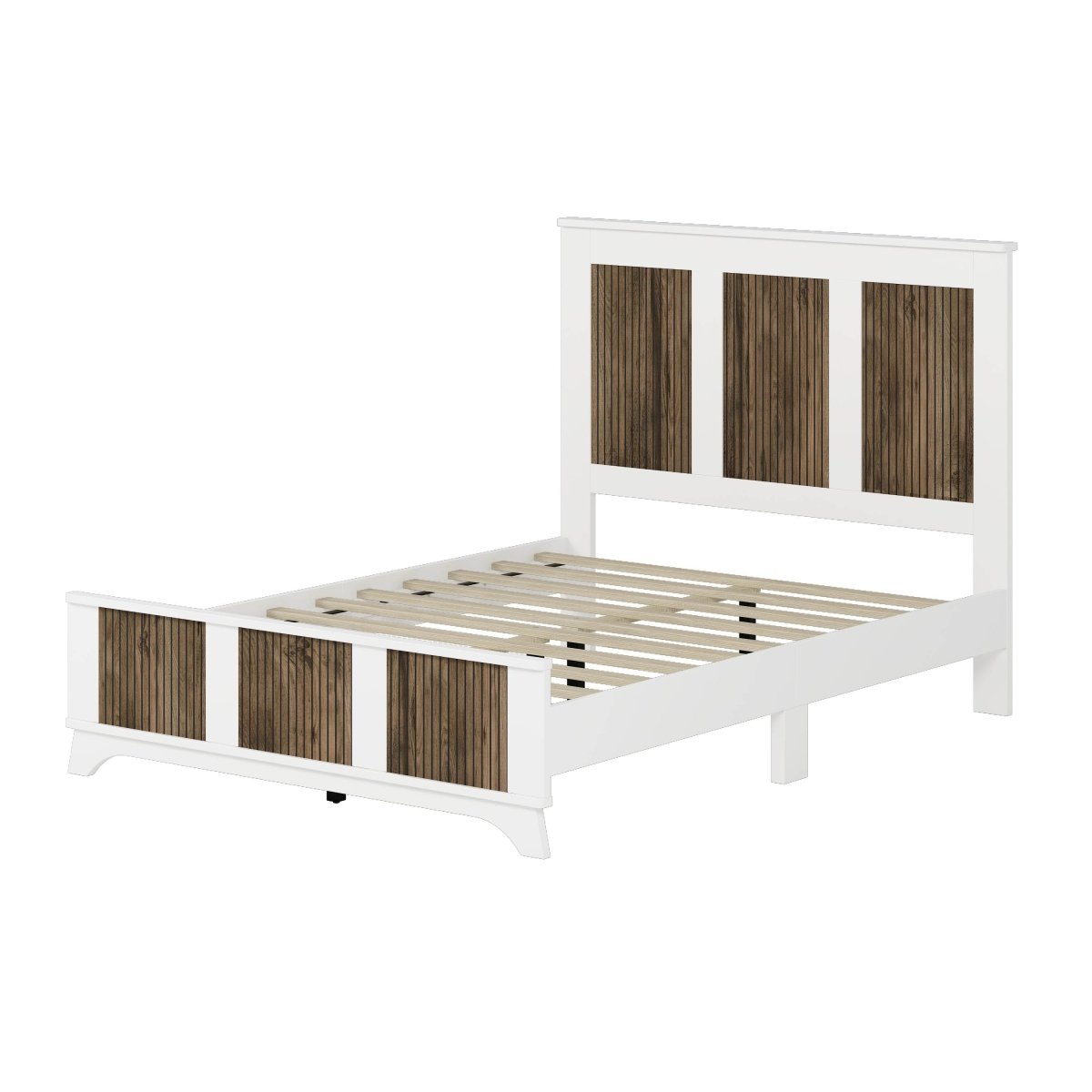 Full Farmhouse Wooden Platform Bed With Plywood Slats - Driftwood - Omega Lifestyles