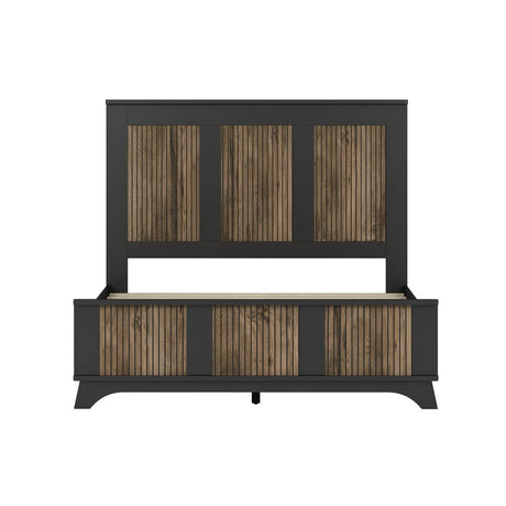 Full Farmhouse Wooden Platform Bed With Plywood Slats - Driftwood - Omega Lifestyles