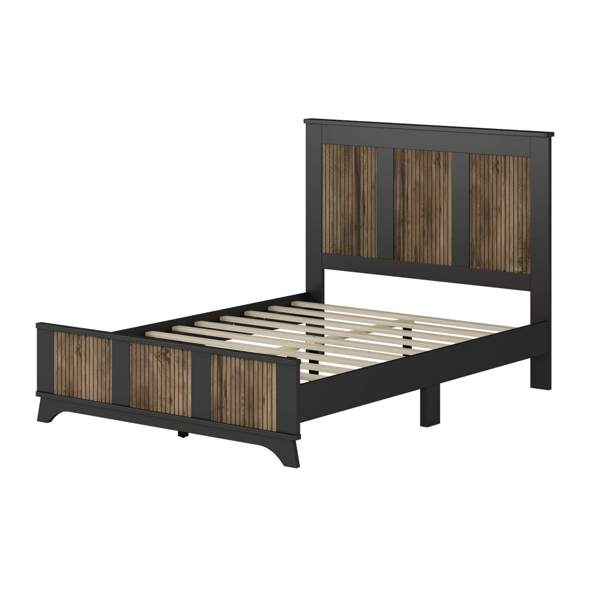Full Farmhouse Wooden Platform Bed With Plywood Slats - Driftwood - Omega Lifestyles