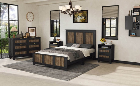 Full Farmhouse Wooden Platform Bed With Plywood Slats - Driftwood - Omega Lifestyles