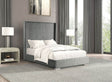Full Gray Chenille Upholstered Contemporary Full Size Bed Frame - Driftwood - Omega Lifestyles