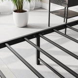 Full Metal And Wood Full Bed Frame With Charging Station - Driftwood - Omega Lifestyles