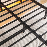 Full Metal And Wood Full Bed Frame With RGB Lights - Driftwood - Omega Lifestyles