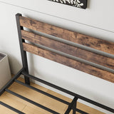 Full Metal And Wood Full Size Platform Bed Frame - Driftwood - Omega Lifestyles