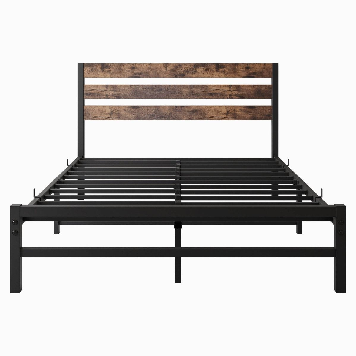 Full Metal And Wood Full Size Platform Bed Frame - Driftwood - Omega Lifestyles