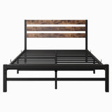 Full Metal And Wood Full Size Platform Bed Frame - Driftwood - Omega Lifestyles