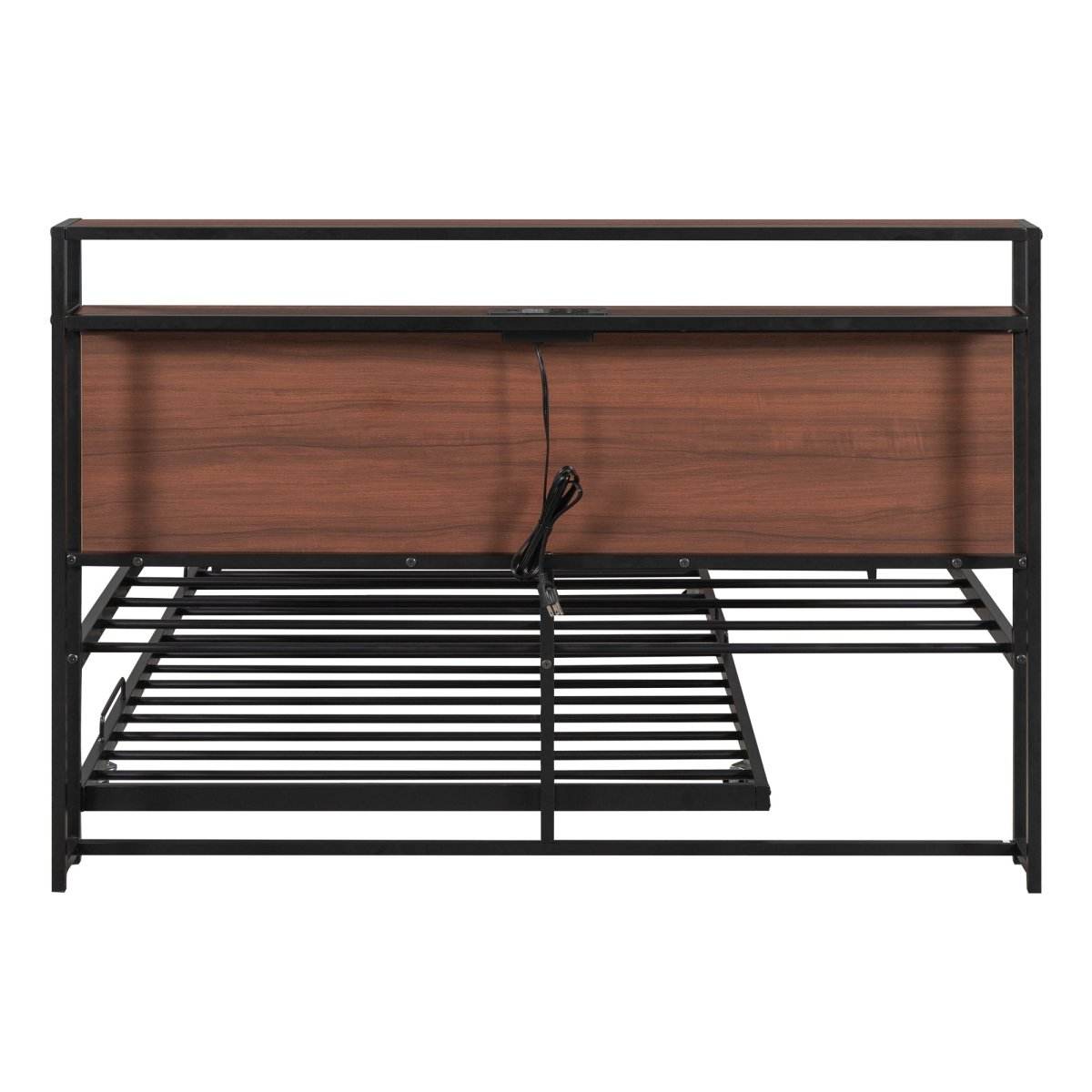 Full Metal Platform Bed Frame With Trundle USB Ports - Sleep Galleria
