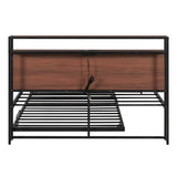 Full Metal Platform Bed Frame With Trundle USB Ports - Sleep Galleria