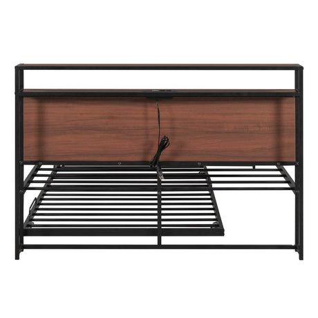 Full Metal Platform Bed Frame With Trundle USB Ports - Sleep Galleria