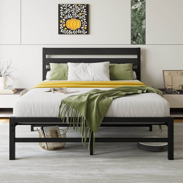 Full Metal Rustic Industrial Full Bed Frame - Driftwood - Omega Lifestyles