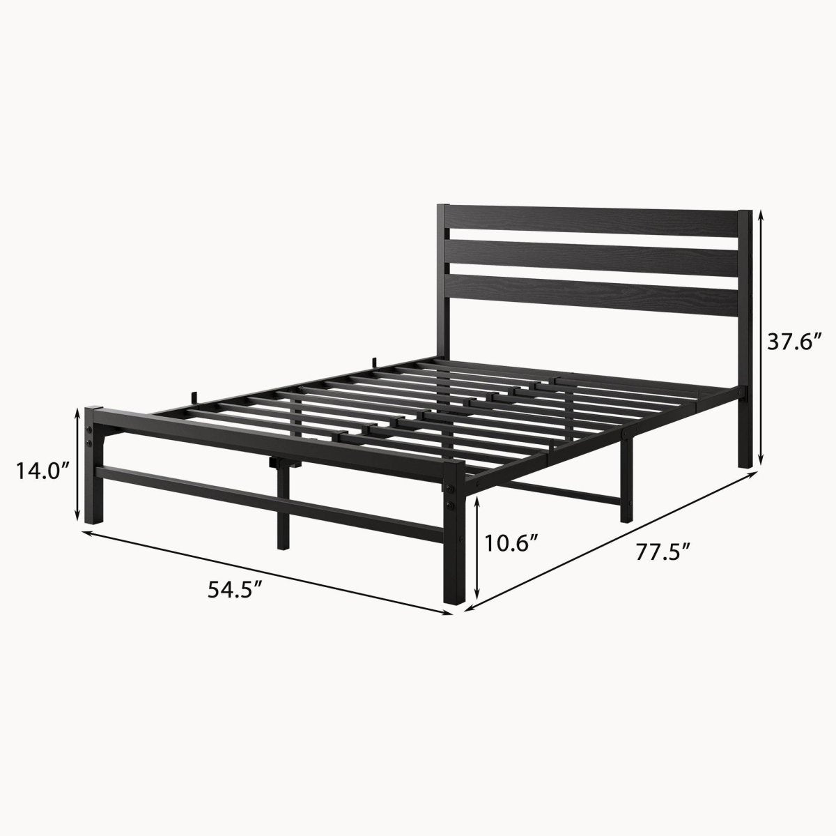 Full Metal Rustic Industrial Full Bed Frame - Driftwood - Omega Lifestyles