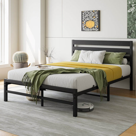 Full Metal Rustic Industrial Full Bed Frame - Driftwood - Omega Lifestyles