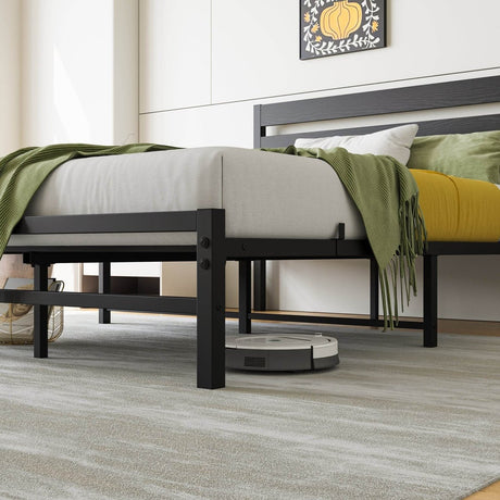 Full Metal Rustic Industrial Full Bed Frame - Driftwood - Omega Lifestyles