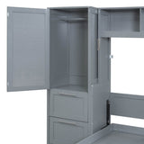 Full Murphy Bed With Closet Drawers Storage Gray Full - Driftwood - Omega Lifestyles