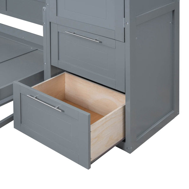 Full Murphy Bed With Closet Drawers Storage Gray Full - Omega Lifestyles