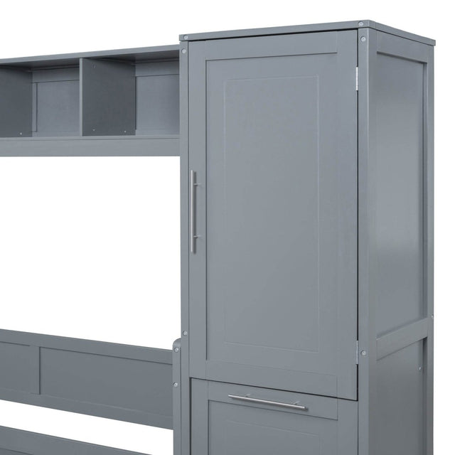 Full Murphy Bed With Closet Drawers Storage Gray Full - Omega Lifestyles