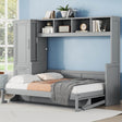 Full Murphy Bed With Closet Drawers Storage Gray Full - Driftwood - Omega Lifestyles
