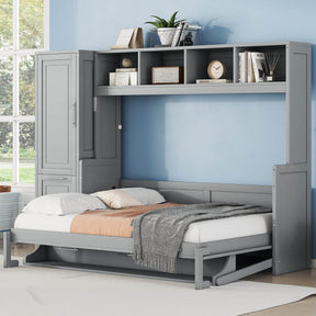 Full Murphy Bed With Closet Drawers Storage Gray Full - Omega Lifestyles