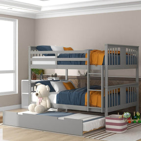 Full Over Full Bunk Bed With Twin Trundle Ladder - Omega Lifestyles
