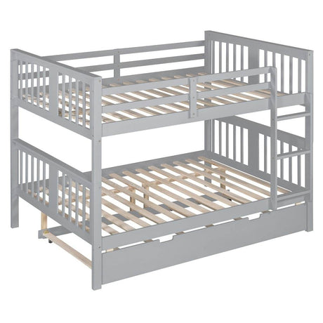 Full Over Full Bunk Bed With Twin Trundle Ladder - Sleep Galleria