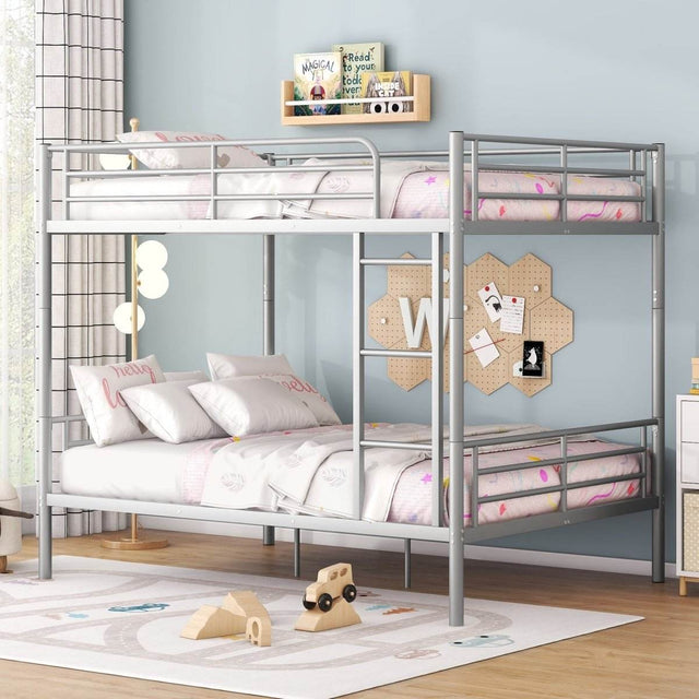 Full Over Full Iron Frame Silver Bunk Bed - Sleep Galleria