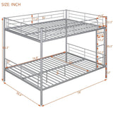 Full Over Full Iron Frame Silver Bunk Bed - Sleep Galleria