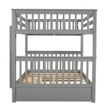 Full-Over-Full Solid Wood Gray Bunk Bed With Storage Drawers - Sleep Galleria