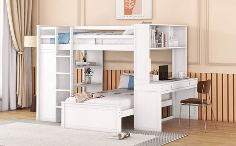 Full Over Twin Solid Wood Loft Bed With Desk - Sleep Galleria
