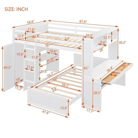 Full Over Twin Solid Wood Loft Bed With Desk - Sleep Galleria
