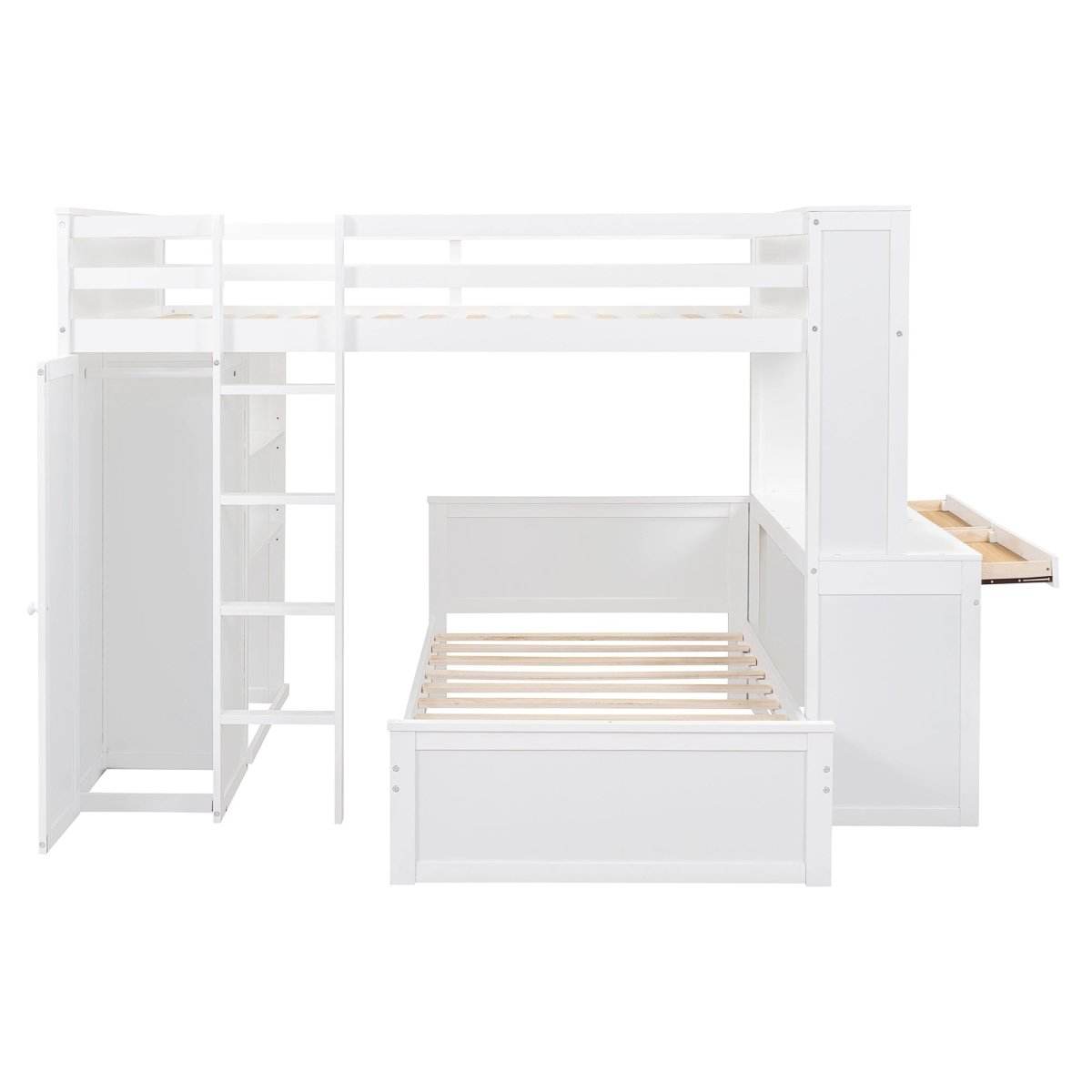 Full Over Twin Solid Wood Loft Bed With Desk - Sleep Galleria