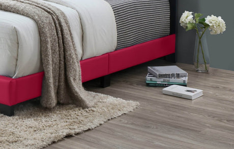 Full Pink PU Fabric Solid Wood Platform Bed Frame - Driftwood - Omega Lifestyles