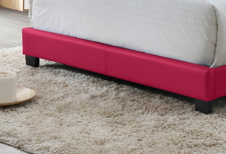 Full Pink PU Fabric Solid Wood Platform Bed Frame - Driftwood - Omega Lifestyles